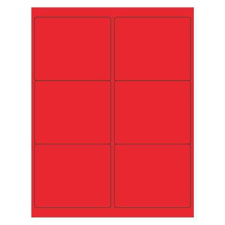 Tape Logic Rectangle Laser Labels, 4" x 3 1/3", Fluorescent Red, PK600 LL180RD