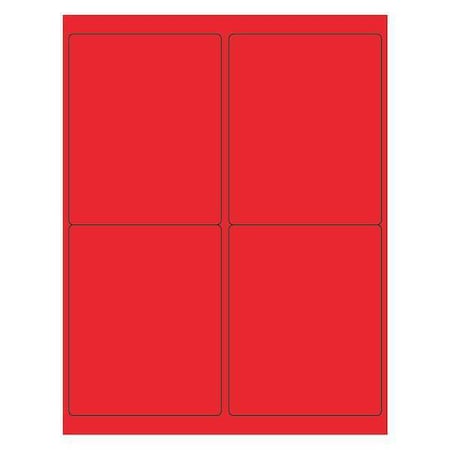 Tape Logic Tape Logic Rectangle Laser Labels, 4" x 5", Fluorescent Red, PK400 LL181RD