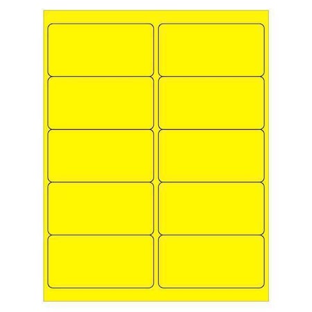 Tape Logic Tape Logic Rectangle Laser Labels, 4" x 2", Fluorescent Yellow, PK1000 LL178YE