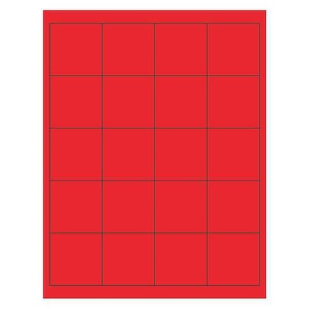 Tape Logic Tape Logic Rectangle Laser Labels, 2" x 2", Fluorescent Red, PK2000 LL172RD