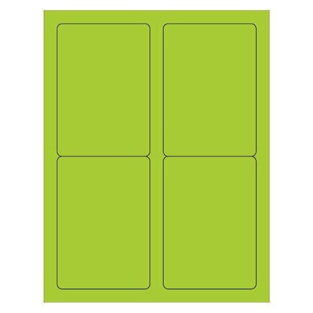Tape Logic Rectangle Laser Labels, 3 1/2" x 5", Fluorescent Green, PK400 LL176GN