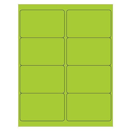Tape Logic Rectangle Laser Labels, 4" x 2 1/2", Fluorescent Green, PK800 LL179GN