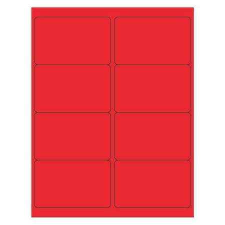 Tape Logic Rectangle Laser Labels, 4" x 2 1/2", Fluorescent Red, PK800 LL179RD