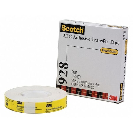 Scotch 3M 928 Repositionable Adhesive Transfer Tape, 2.0 Mil, 3/4" x 18 yds., White, PK6 T9649286PK