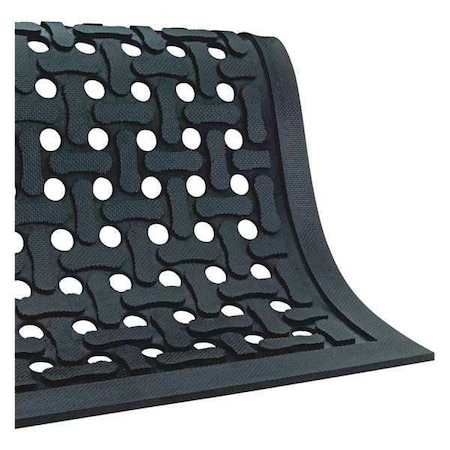 Partners Brand Drainage Mat, Slip Guard, 3x9 ft., Drainage Holes, 3 ft. W x 9 ft. L, Black MAT217