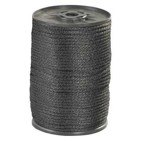 Partners Brand Solid Braided Nylon Rope, 1/4", 1,150 lb, Black, 500'/Case TWR120