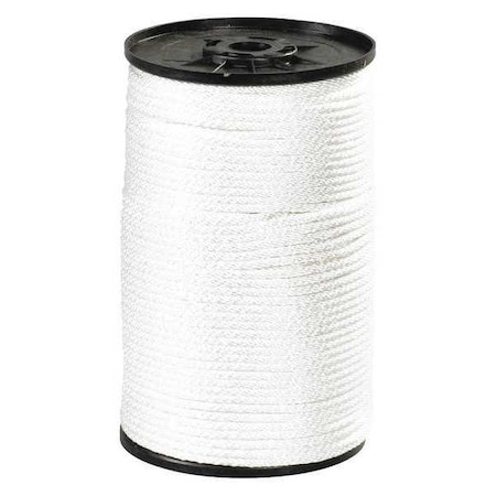 Partners Brand Solid Braided Nylon Rope, 1/4", 1,150 lb, White, 500'/Case TWR119