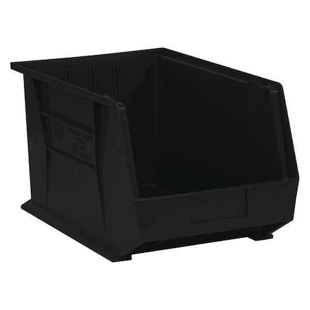 Partners Brand Plastic Stack & Hang Bin Boxes, 10 3/4" x 8 1/4" x 7", Black, PK6 BINP1087K