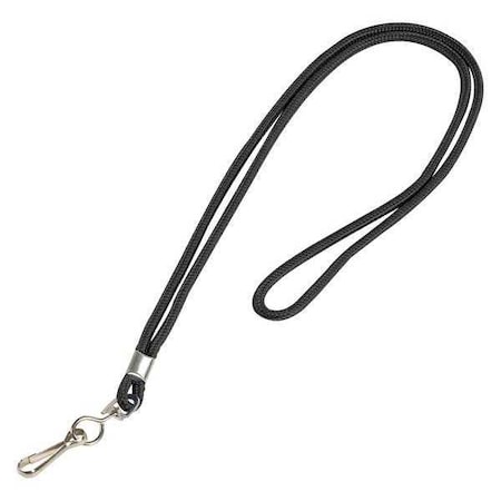Partners Brand Lanyard, Standard, Hook, 38", Black, PK24, Black, Nylon, 24 PK LY100
