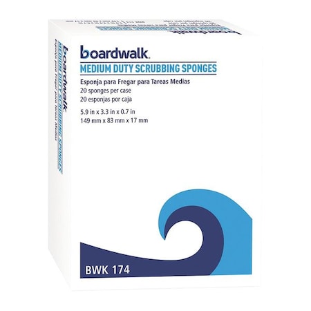 Boardwalk Med Duty Scrubbing Sponge, Ylw/Grn, PK20 BWK174