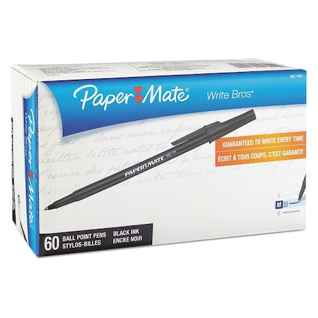Paper Mate Ballpoint Stick Pen, Black, Medium, PK60 4621401