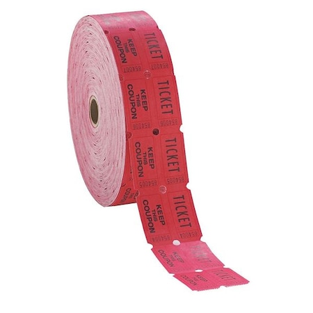 Pm Company Numbered Double Ticket Roll, Red, 2000Roll 59003