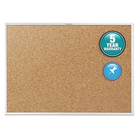 Quartet Classic Cork Bulletin Board 48"x36", Silver 2304