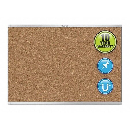 Quartet Magnetic Cork Bulletin Board 72"x48", Aluminum MC247AP2