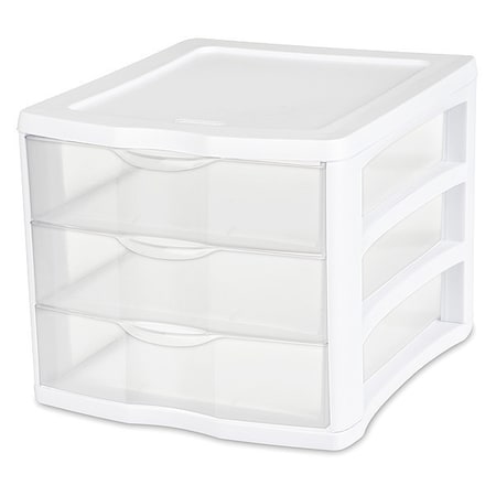 Sterilite Clearview 3 Drawer Unit, White 17918004