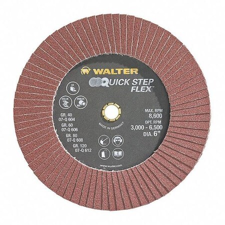 Walter Surface Technologies Flexible Flap Disc, 6" dia., 80 Grit 07Q608