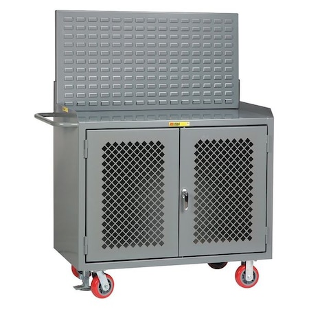Little Giant Bench Cabinet, Louvered Pnl, Steel Top MBP2D-FL-LP