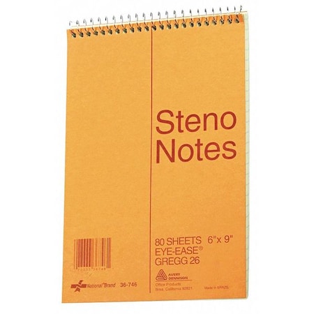 National Steno Book, Gregg Rule, 80 Sheet, Green 36746