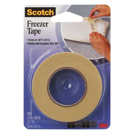 Scotch 3M 178 Freezer Tape, 2.6 Mil, 3/4" x 1000', Natural, PK24 T934178