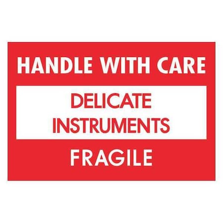 Tape Logic Tape Logic Fragile Labels, "Delicate Instruments - HWC", 2" x 3", Red/White, 500/Roll DL1308