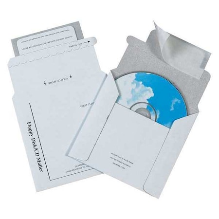 Partners Brand Foam Lined CD Mailers, 5 1/8" x 5", White, PK100 MM1150