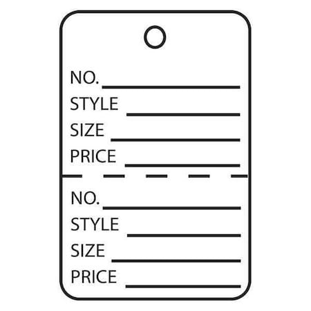 Partners Brand Garment Tag Perfed, 1 3/4x2 7/8", PK1000, 10 Point Paper, 1 3/4" W, White, 1000 PK G26014