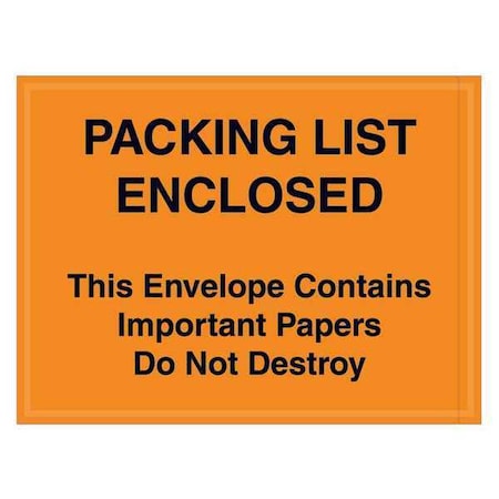 Tape Logic Tape Logic "Important Papers Enclosed" Envelopes, 4 1/2" x 6", Orange, PK1000 PL410