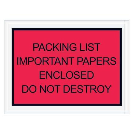 Tape Logic Tape Logic "Important Papers Enclosed" Envelopes, 4 1/2" x 6", Red, PK1000 PL412