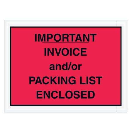 Tape Logic Tape Logic "Important Invoice and/or Packing List Enclosed" Envelopes, 4 1/2" x 6", Red, 1000/Case PL418
