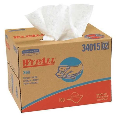 Wypall WypALL X60 Industrial Wipers Dispenser Box, White, PK180 KW104