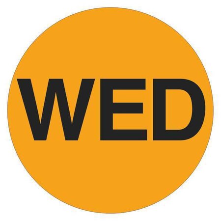 Tape Logic Tape Logic Inventory Circle Labels, Days of the Week, "WED", 2", Fluorescent Orange, 500/Roll DL6522