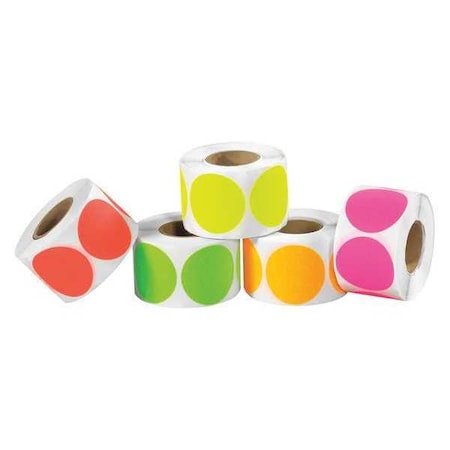 Tape Logic Tape Logic Inventory Circles, Fluorescent Packs, 1", Assorted Colors, 5000/Case DL1235