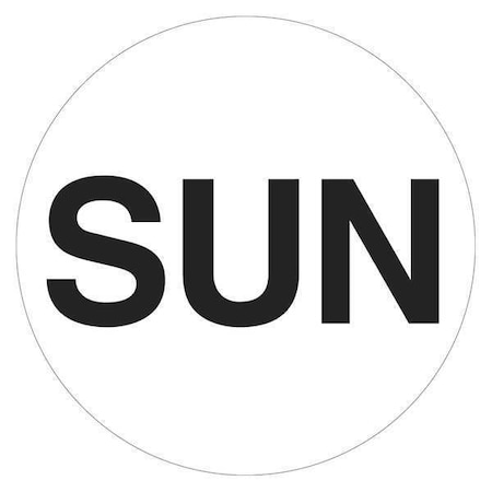 Tape Logic Tape Logic Inventory Circle Labels, Days of the Week, "SUN", 1", White, 500/Roll DL6561