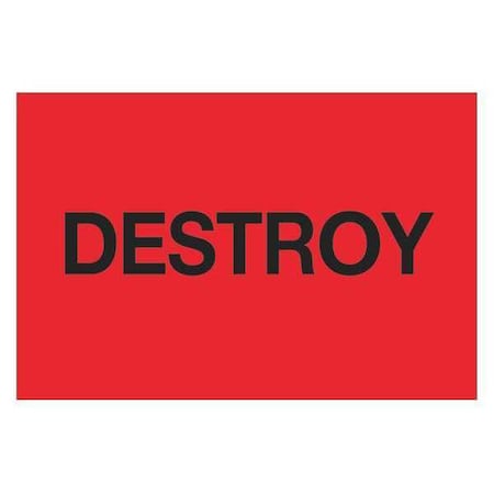 Tape Logic Tape Logic Labels, "Destroy", 2" x 3", Fluorescent Red, 500/Roll DL1146