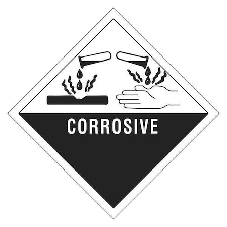Tape Logic Tape Logic Labels, "Corrosive", 4" x 4, Black/White, 500/Roll DL5750