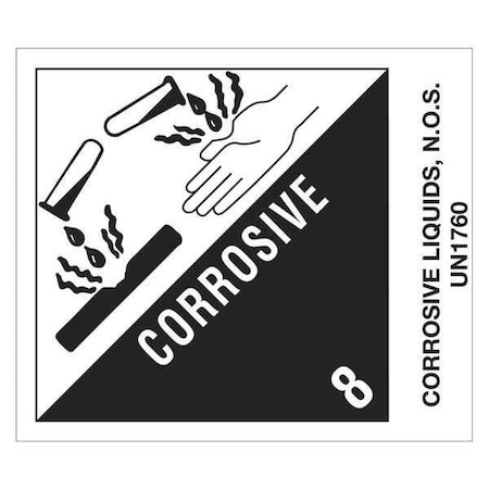 Tape Logic Tape Logic Labels, "Corrosive Liquids, N.O.S.", 4" x 4 3/4", Black/White, 500/Roll DL524P2