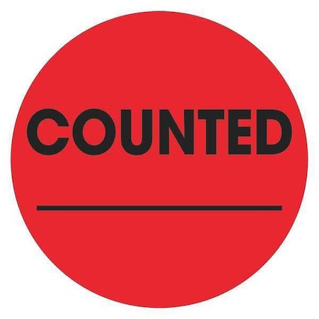 Tape Logic Tape Logic Labels, "Counted _", 2" Circle, Fluorescent Red, 500/Roll DL1270