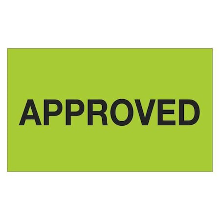 Tape Logic Tape Logic Labels, "Approved", 3" x 5", Fluorescent Green, 500/Roll DL1154