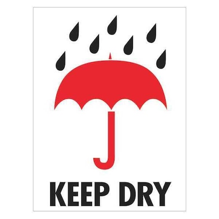 Tape Logic Tape Logic Labels, "Keep Dry", 3" x 4", Red/White/Black, 500/Roll IPM303