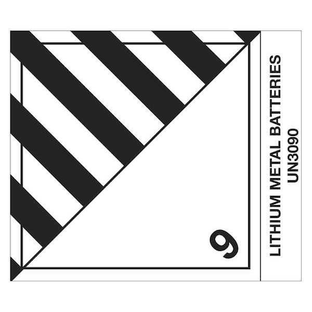 Tape Logic Tape Logic Labels, "Lithium Metal Batteries", 4" x 4 3/4", Black/White, 500/Roll DL519P1