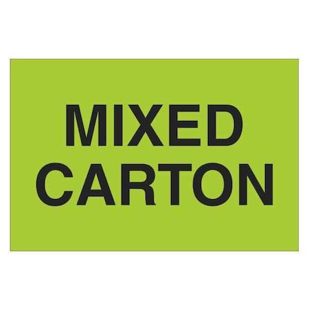 Tape Logic Tape Logic Labels, "Mixed Carton", 2" x 3", Fluorescent Green, 500/Roll DL1318
