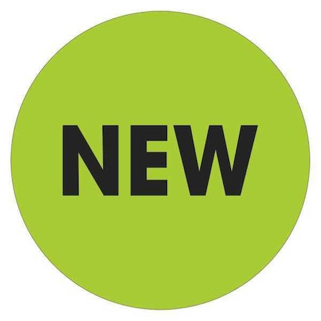 Tape Logic Tape Logic Labels, "New", 2" Circle, Fluorescent Green, 500/Roll DL1276