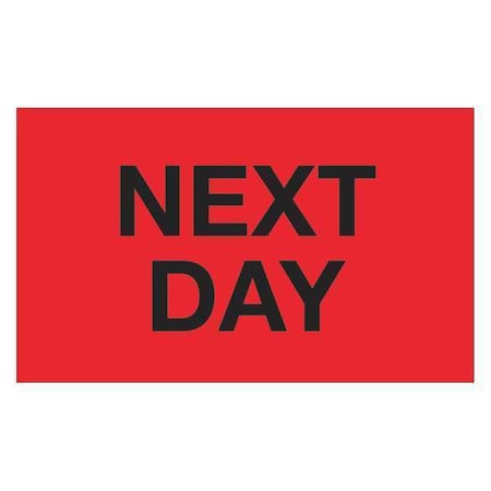 Tape Logic Tape Logic Labels, "Next Day", 3" x 5", Fluorescent Red, 500/Roll DL1119