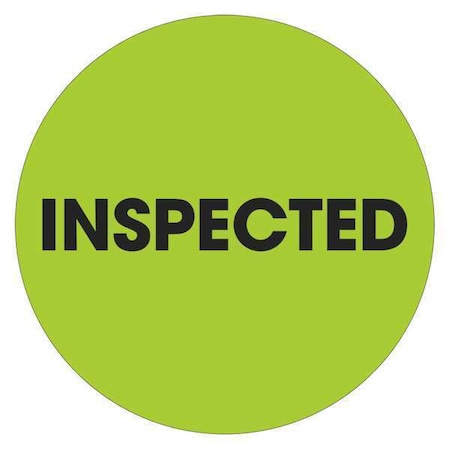 Tape Logic Tape Logic Labels, "Inspected", 2" Circle, Fluorescent Green, 500/Roll DL1262