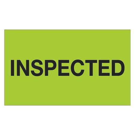 Tape Logic Tape Logic Labels, "Inspected", 3" x 5", Fluorescent Green, 500/Roll DL1164