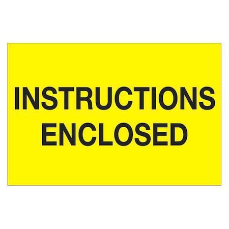 Tape Logic Tape Logic Labels, "Instructions Enclosed", 2" x 3", Fluorescent Yellow, 500/Roll DL1209