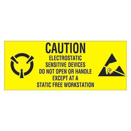 Tape Logic Tape Logic Labels, "Electrostatic Sensitive Devices", 1" x 2 1/2", Black/Yellow, 500/Roll DL9060