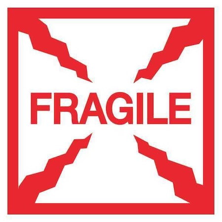 Tape Logic Tape Logic Labels, "Fragile", 2" x 2", Red/White, 500/Roll DL1316