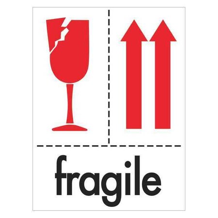Tape Logic Tape Logic Labels, "Fragile", 3" x 4", Red/White/Black, 500/Roll IPM319