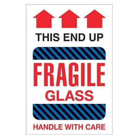 Tape Logic Tape Logic Labels, "Fragile Glass - This End Up", 4" x 6", Multiple, 500/Roll DL1980